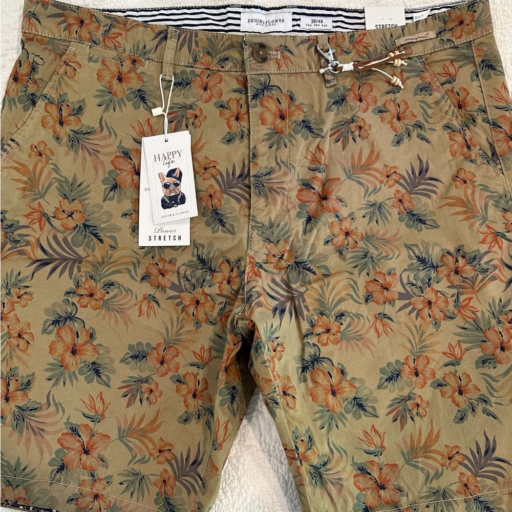 New with tags denim and flower shorts